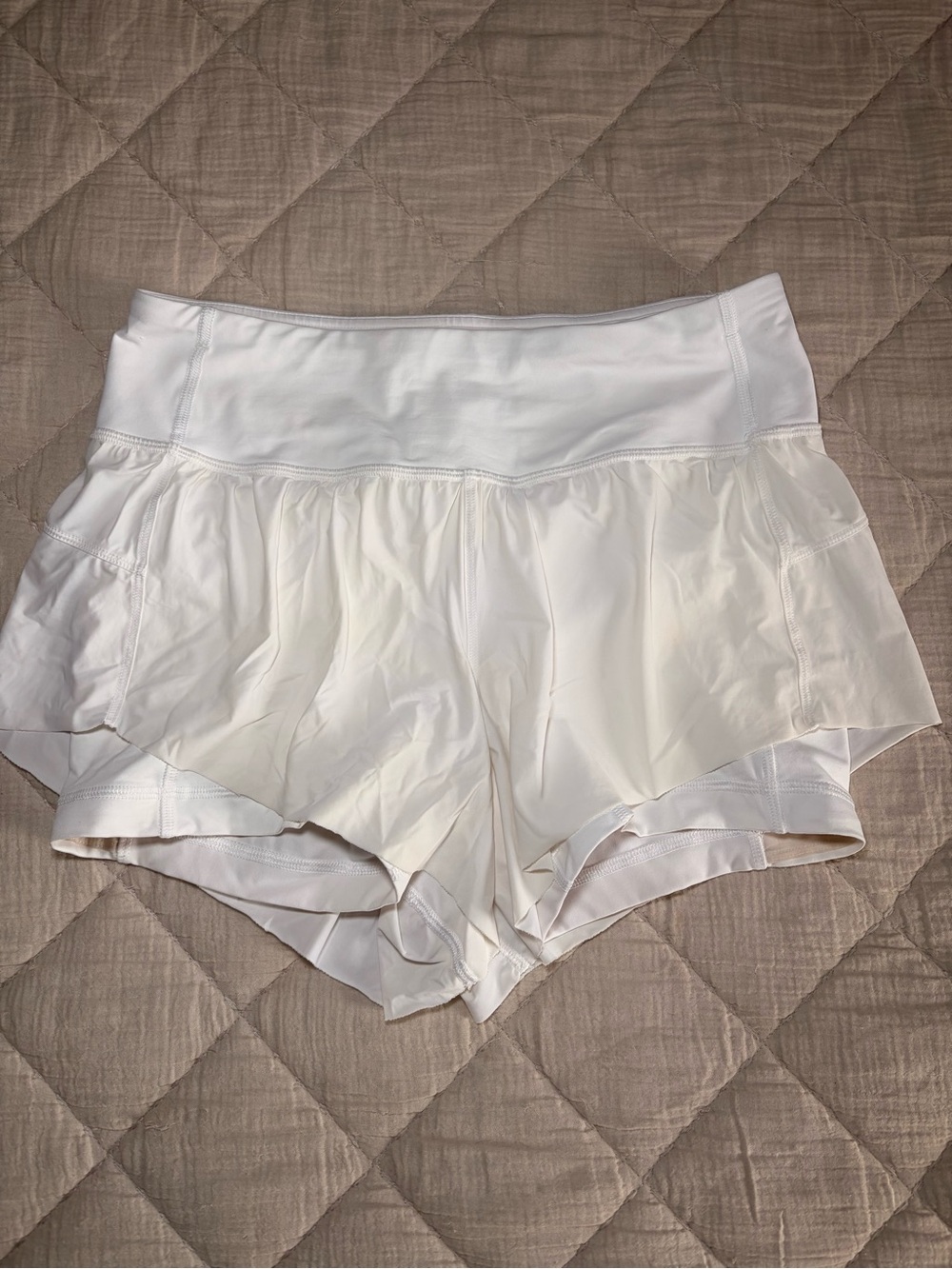 lululemon athletica White/Cream Lined Running Shorts 6